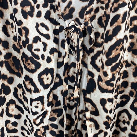 Forever 21 Leopard Print Ruffle High Low Maxi Wrap Dress Plus Sz Wild Glam Boho - Picture 10 of 14